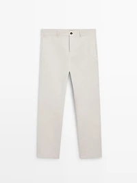 Linen blend tapered fit trousers