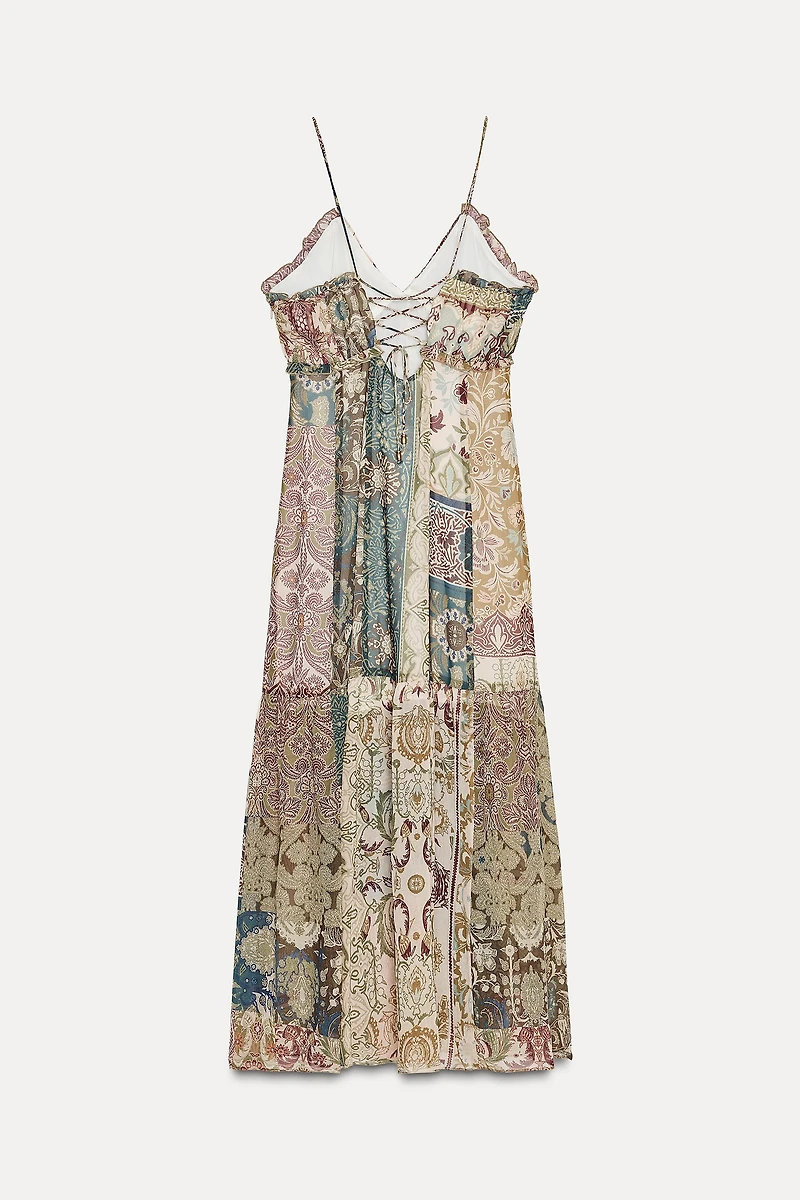 PATCHWORK PRINT MIDI DRESS
