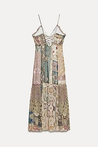 PATCHWORK PRINT MIDI DRESS