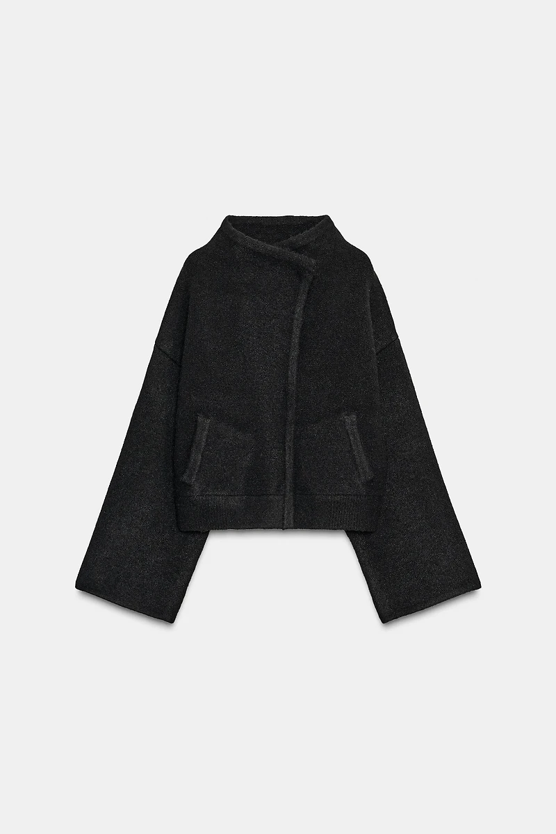 WRAP KNIT BOMBER JACKET