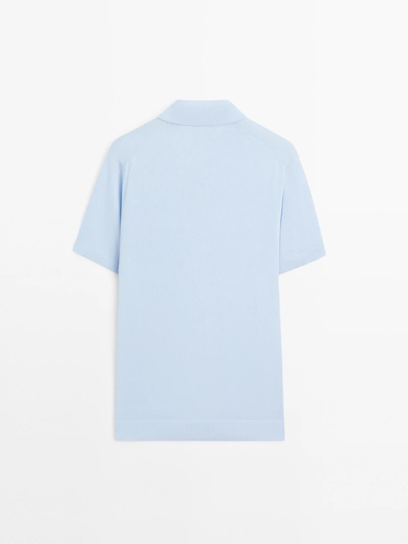 Short sleeve knit polo shirt
