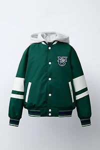 BOMBER JACKET WITH REMOVABLE TEXT HOODIE