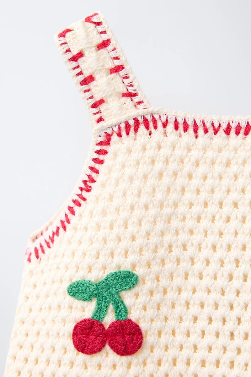 KNIT CROCHET CHERRY DRESS