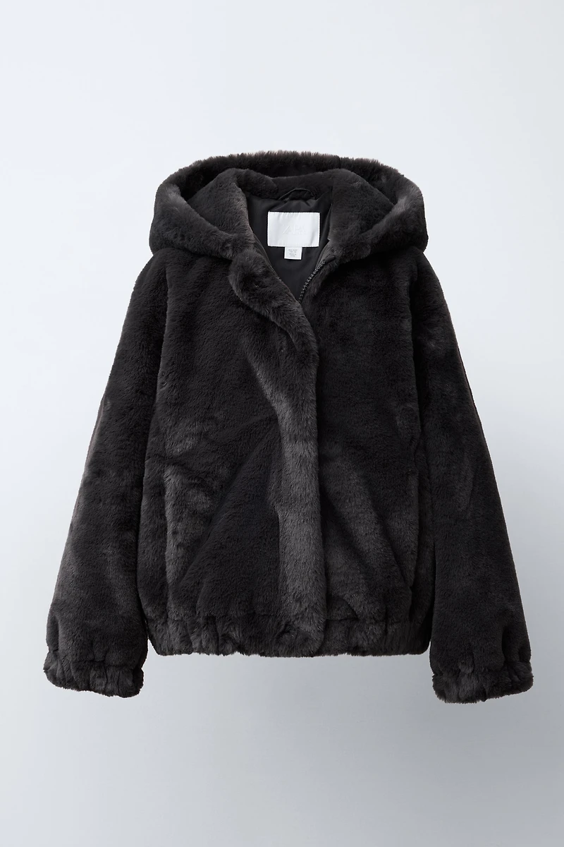 FAUX FUR HOODED JACKET
