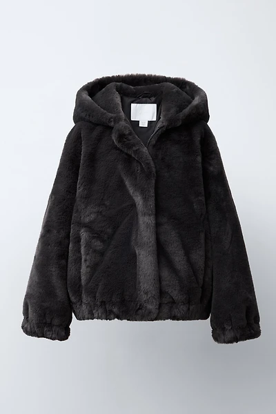 FAUX FUR HOODED JACKET
