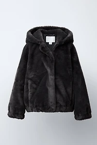 FAUX FUR HOODED JACKET