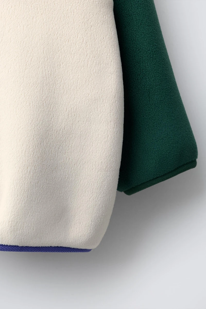 COLOR BLOCK LABEL POLAR FLEECE SWEATSHIRT