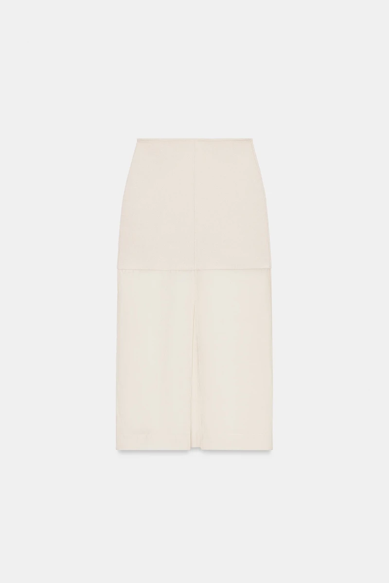 CONTRASTING KNIT PENCIL SKIRT