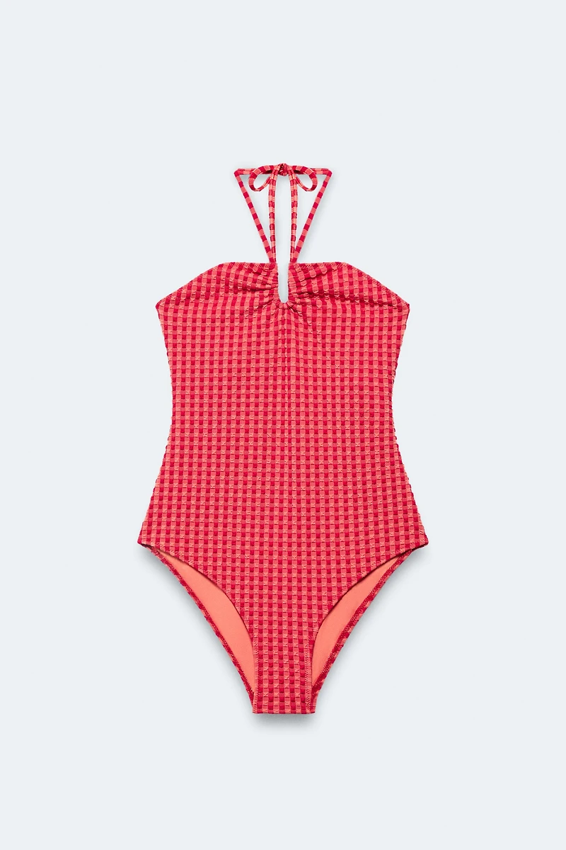 LIMITED EDITION GINGHAM HALTER SWIMSUIT