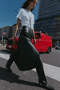 FAUX LEATHER SKIRT COMBI MIDI DRESS