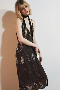 GEORGETTE DRESS WITH SEQUINS AND BEADING