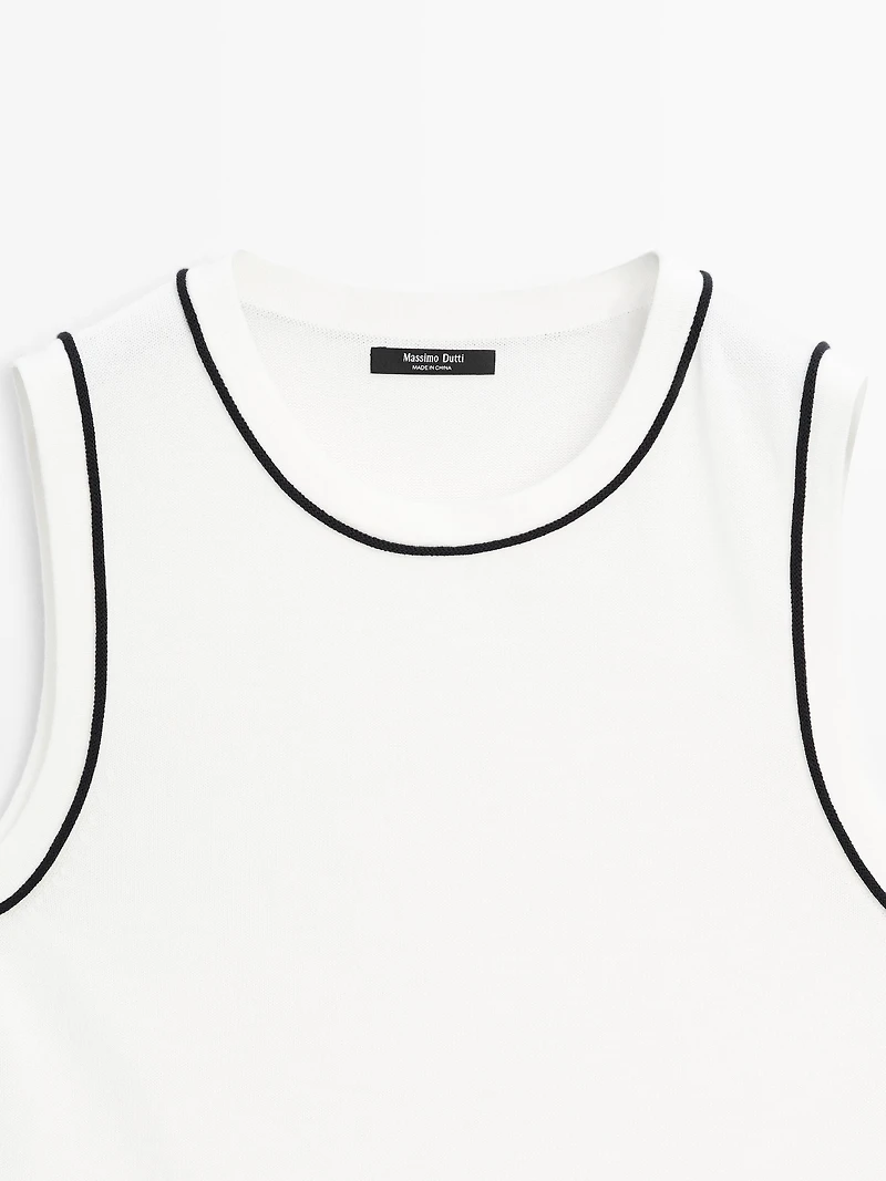 Knit top with contrast detail