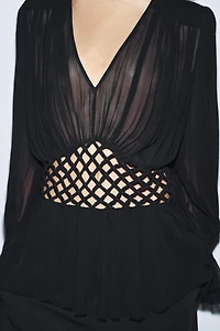 ZW COLLECTION MACRAMÉ V-NECK BLOUSE