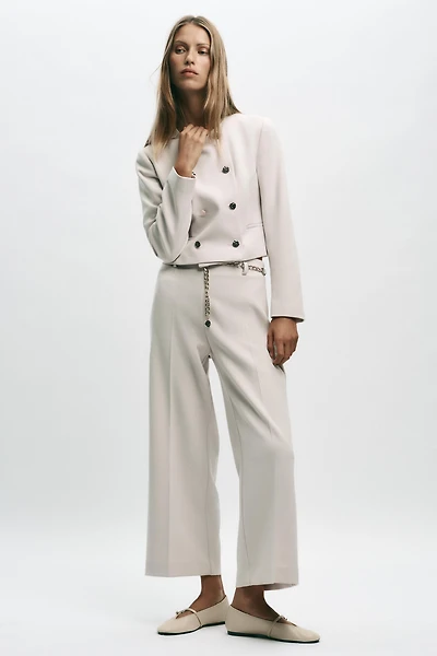 CHAIN BELT ANKLE PANTS