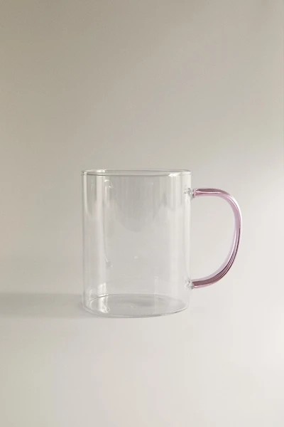 BOROSILICATE GLASS MUG WITH COLORED HANDLE