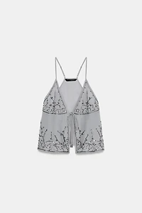 BEADED TIE-FRONT CAMISOLE