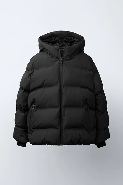 WATER REPELLENT PUFFER COAT WITH LABEL