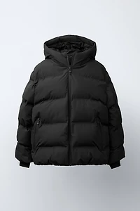 WATER REPELLENT PUFFER COAT WITH LABEL