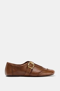 LEATHER WINGTIP BALLET FLATS