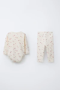 CHERRY PRINT BODYSUIT AND LEGGINGS SET