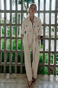 BELTED LINEN SAFARI JACKET
