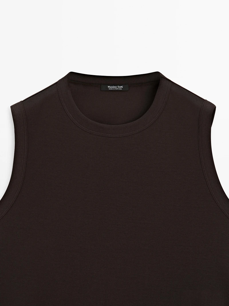 Mercerised cotton crew neck T-shirt