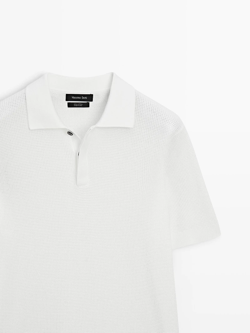 Polo en maille texturée de coton
