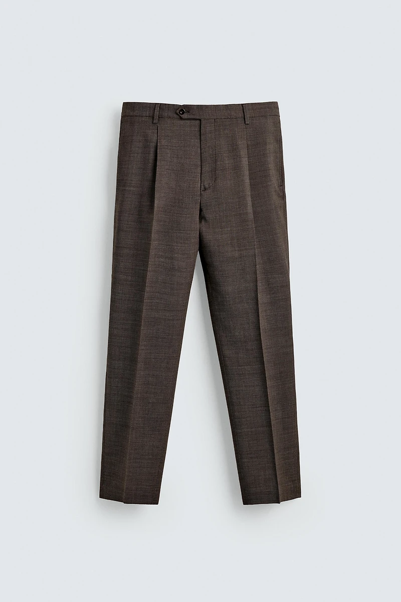 PANTALON PLIS COSTUME STRUCTURÉ 100% LAINE