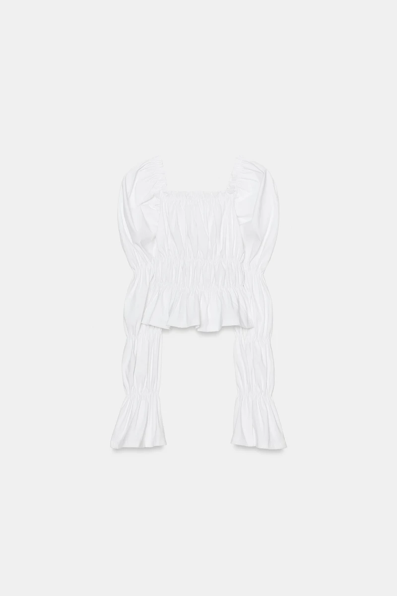 PUFF SLEEVE RUCHED TOP