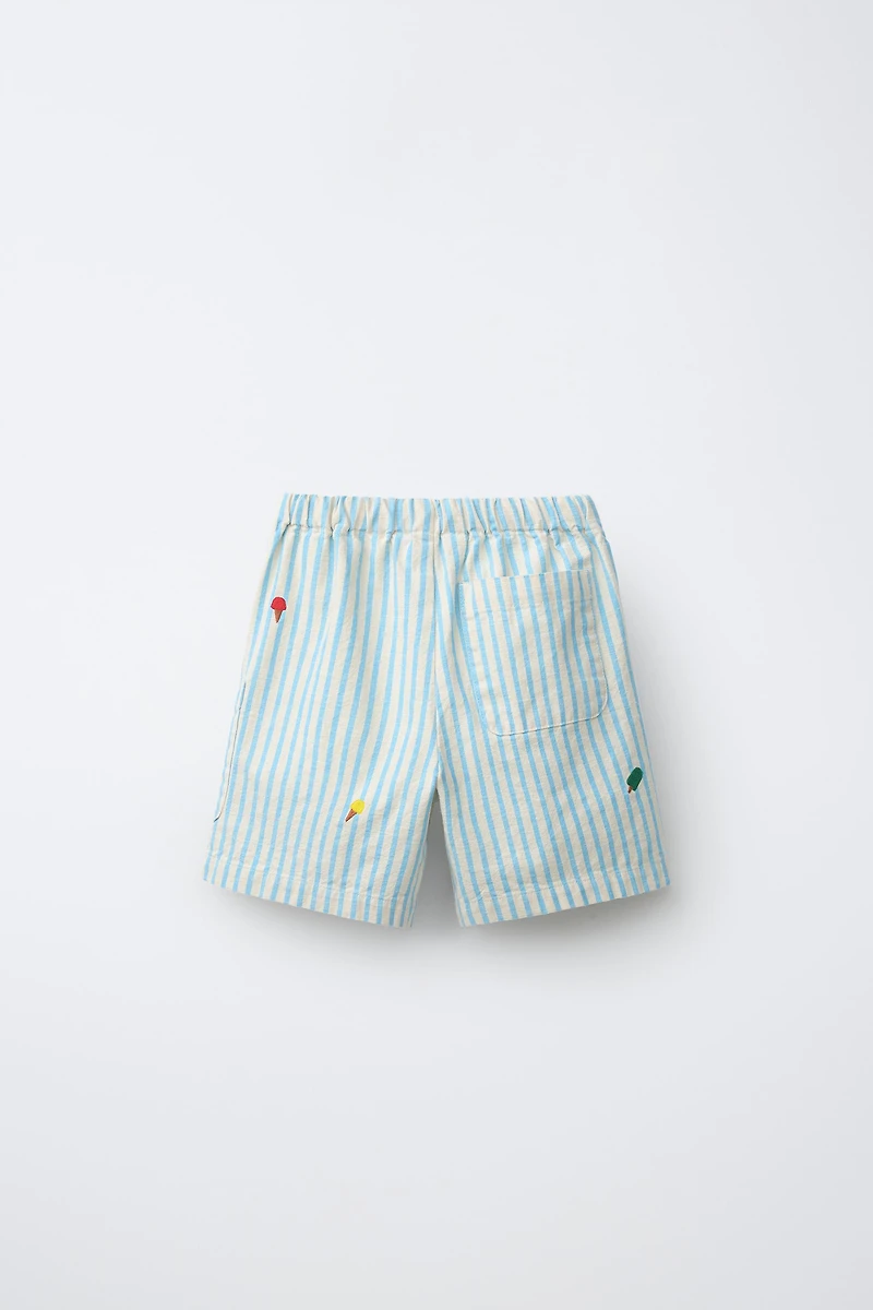 EMBROIDERED STRIPED SHORTS