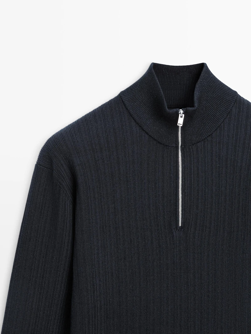 Pull en maille à col camionneur zipp