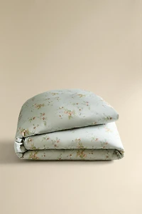 COUETTE SATIN MOTIF BRANCHES FLORALES (300 FILS)