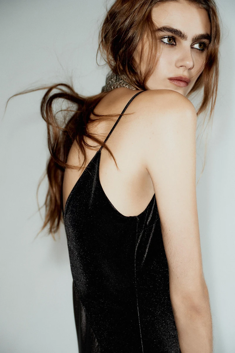 SATIN COMBINATION MIDI DRESS