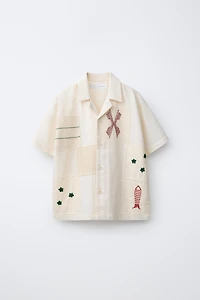 CHEMISE PATCHWORK BRODERIES LIN ET COTON