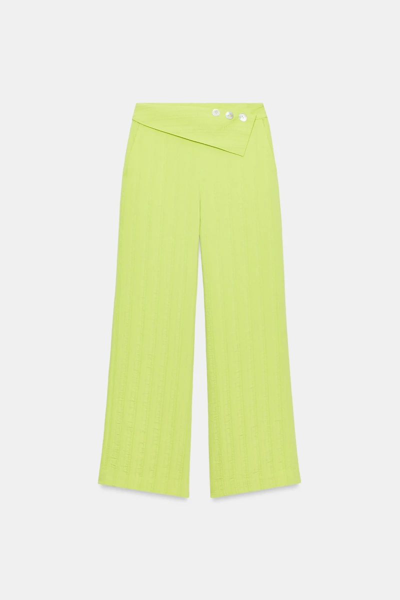 HIGH-WAISTED WIDE LEG PANTS WITH FLAP