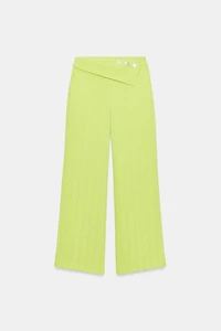 HIGH-WAISTED WIDE LEG PANTS WITH FLAP