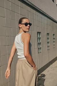 COMBINED POPLIN MIDI DRESS