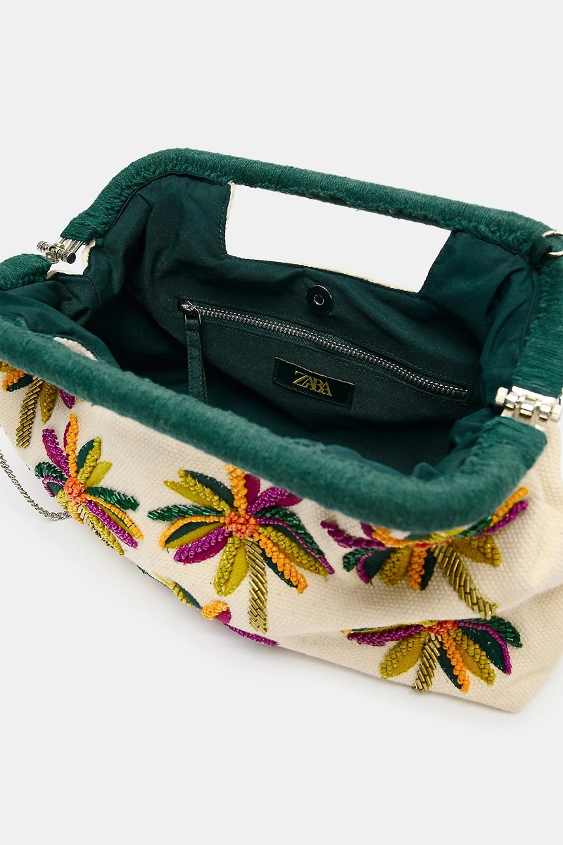BEADED PRINT POUCH