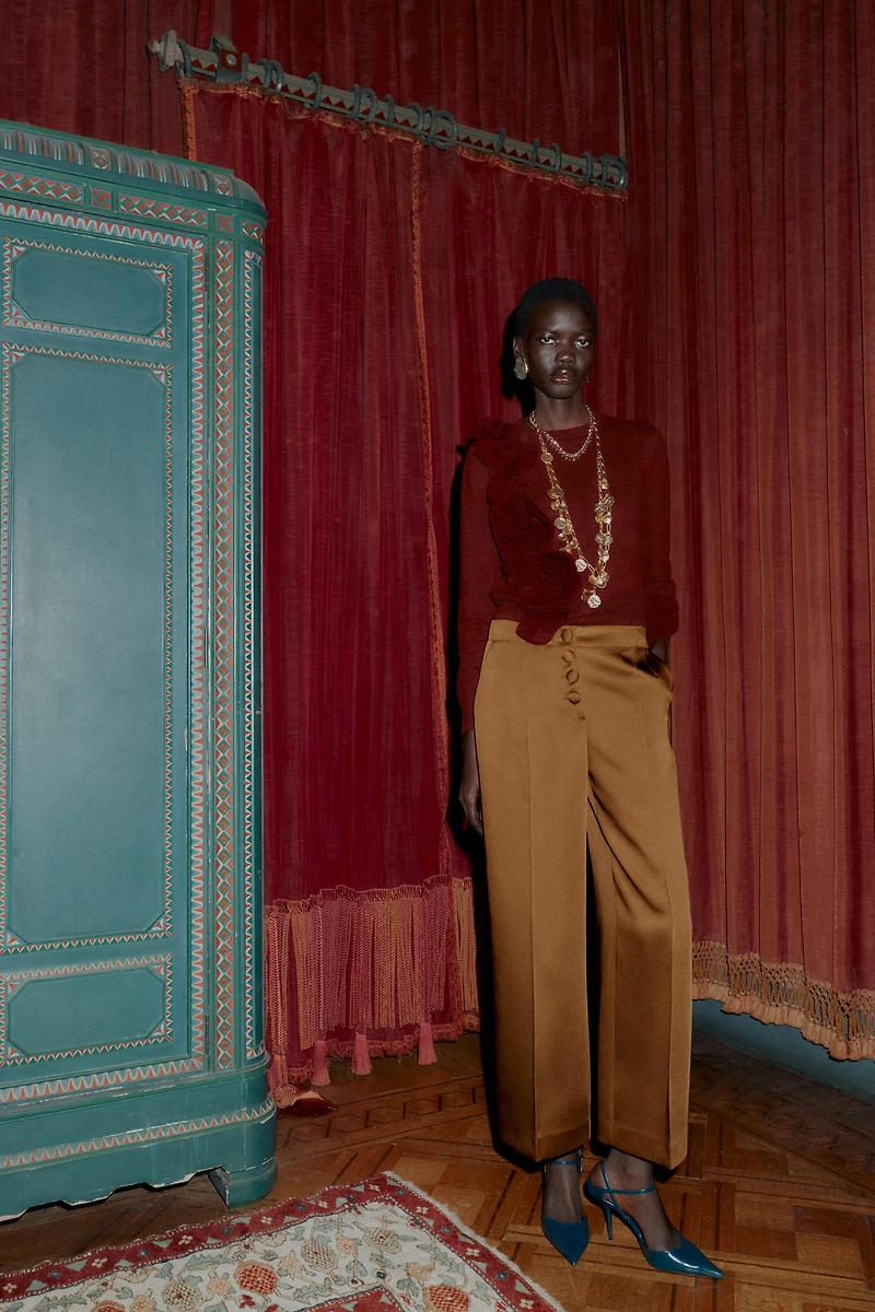 PANTALON LARGE SATINÉ