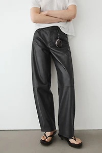 Balloon fit nappa leather trousers