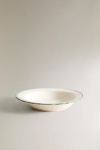 EARTHENWARE SOUP PLATE WITH CONTRASTING RIM