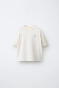 COTTON AND LINEN TEXT T-SHIRT