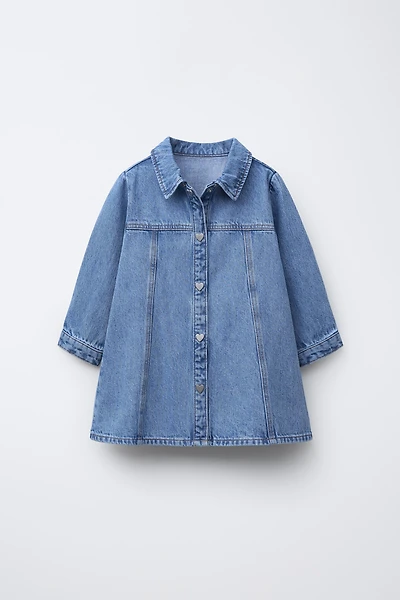 HEART BUTTON DENIM DRESS
