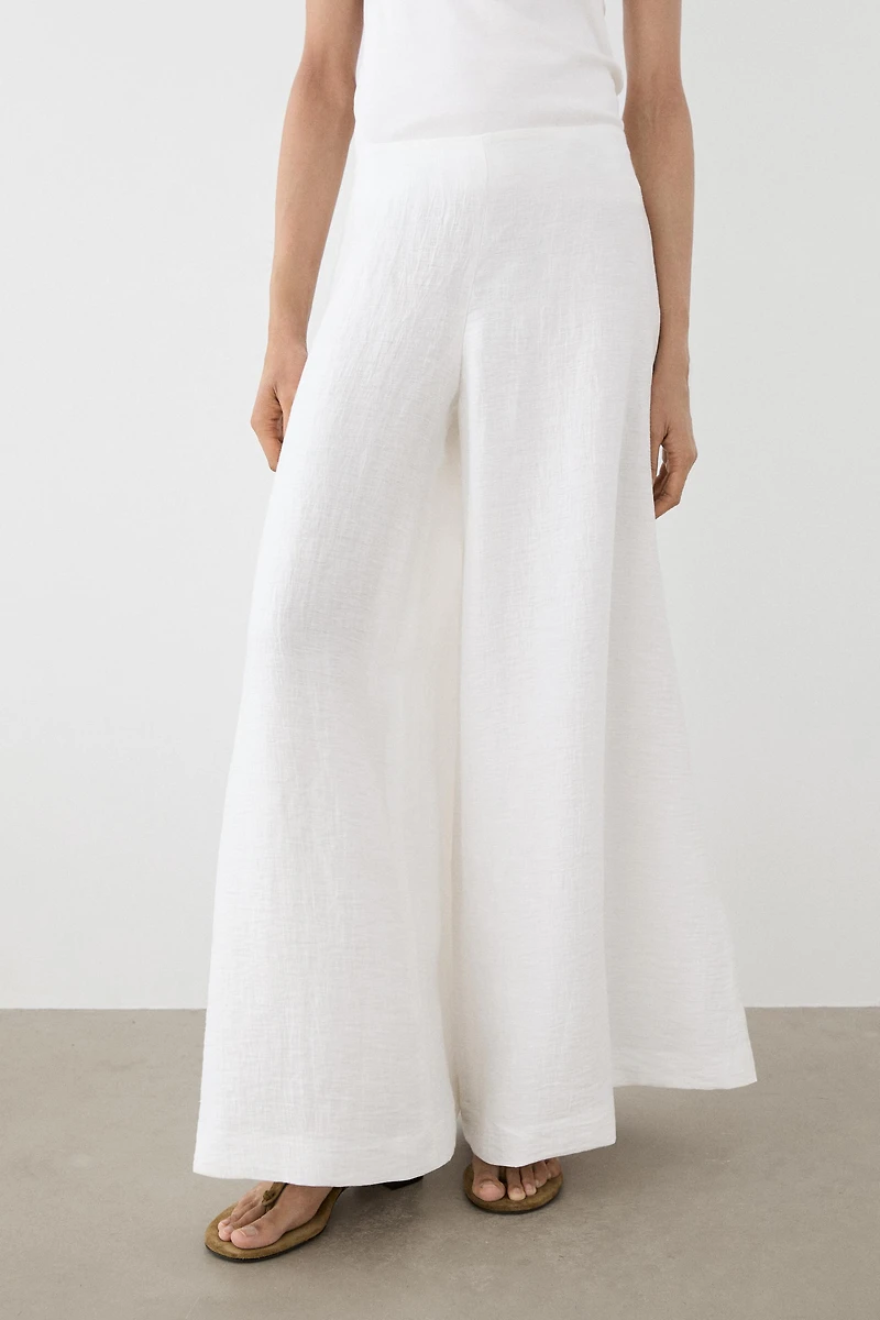 Linen blend palazzo trousers