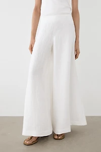 Linen blend palazzo trousers