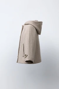 DUFFLE-COAT À CAPUCHE EN MANTECO ® AVEC LAINE