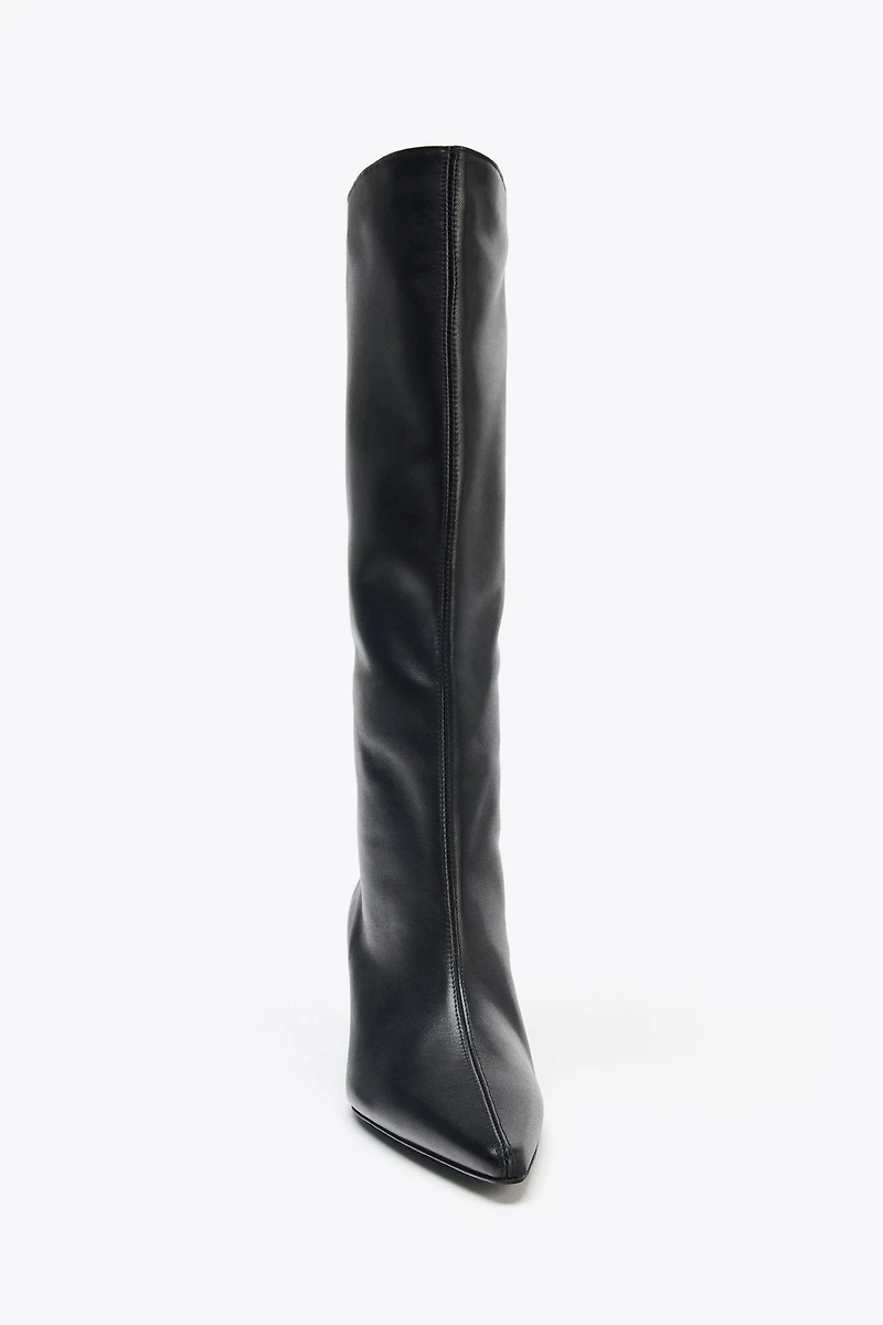 BOTTES À TALONS KITTEN EN CUIR