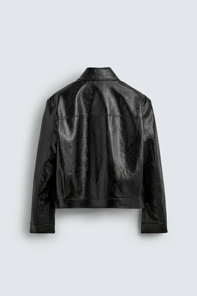 FAUX LEATHER JACKET WITH FIREMAN CLASPS