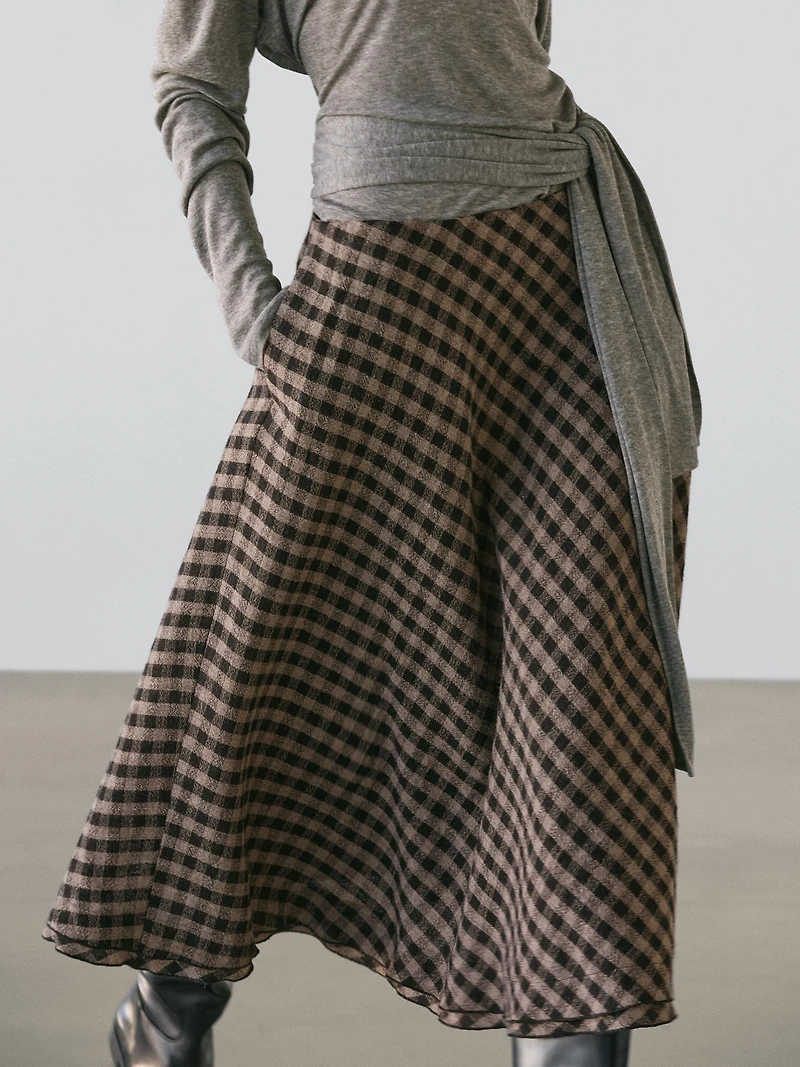 Jupe évasée à carreaux