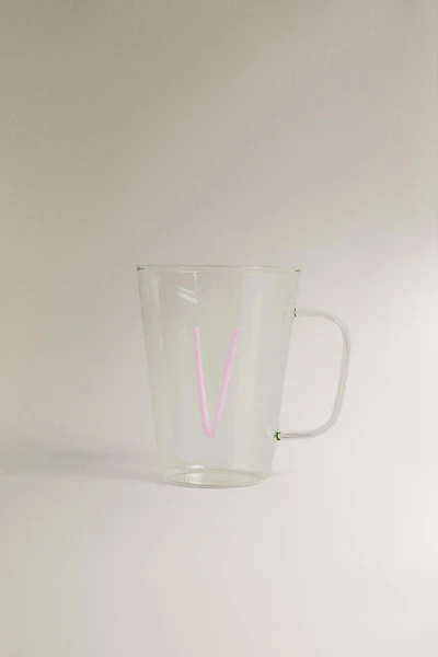 BOROSILICATE MUG WITH THE LETTER V